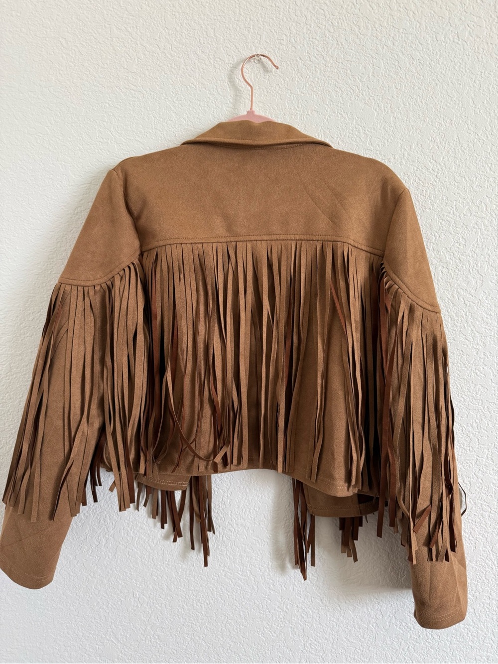SHEIN Brown Fringe Suede Cropped Jacket - Picture 2 of 3